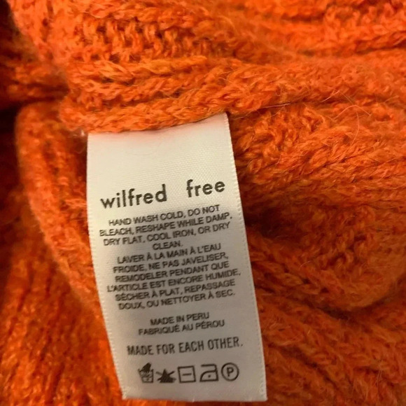 Aritzia Wilfred Free Wool Orange Cable Knit Sweater - Picture 4 of 5